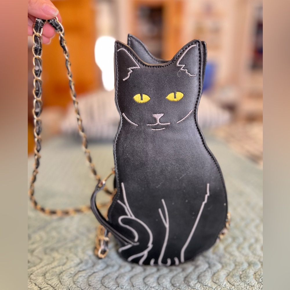Black Cat Purse. Unique Find Can be used like a messenger bag.